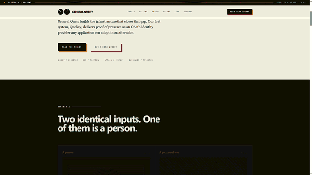 The General Query site, scrolling through the systems index