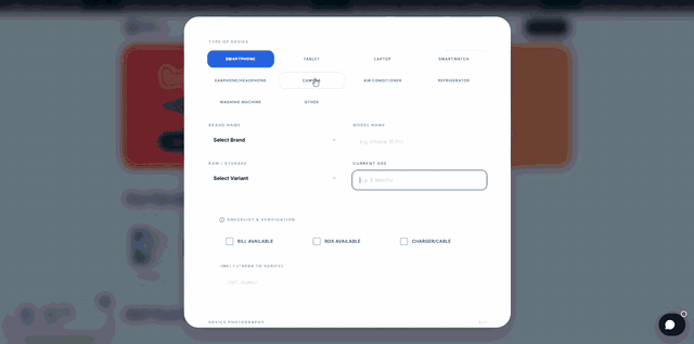 The trade-in valuation form, recorded