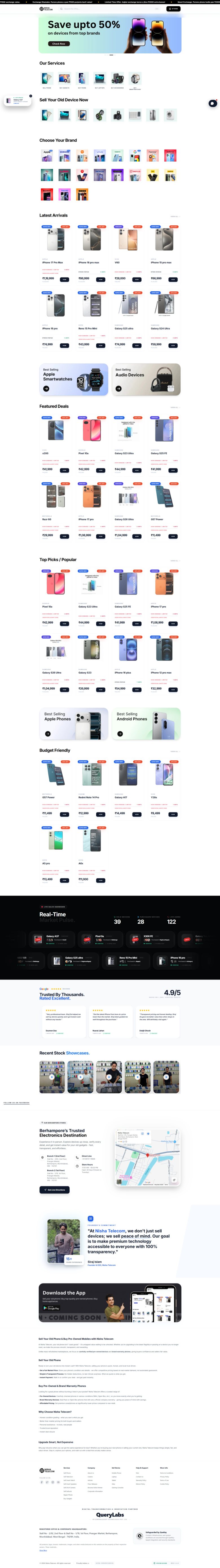 Nisha Telecom homepage, full page