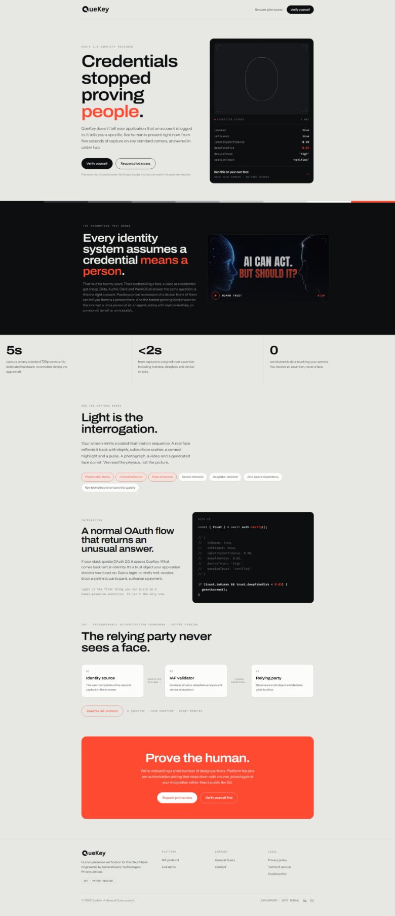 QueKey homepage, full page